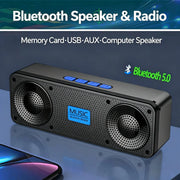 S18 wireless Bluetooth speaker by Simples Market, black portable subwoofer with blue top control buttons