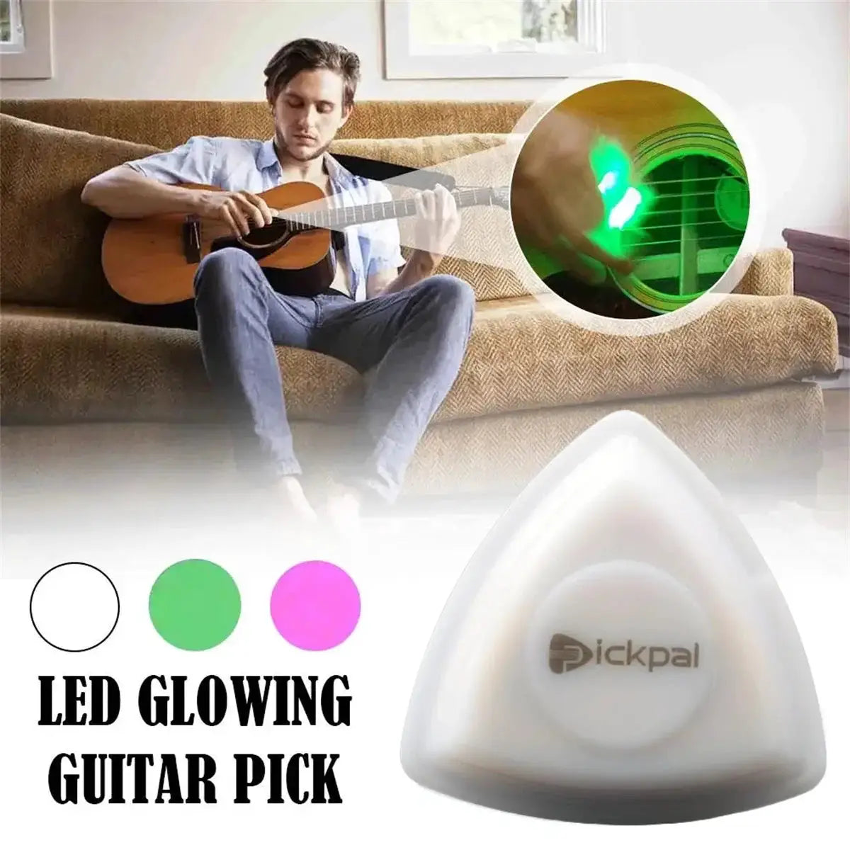 Miwayer LED Luminous Guitar Pick ABS Ergonomic Non Slip Three Color Lights White Green Purple For Electric Guitar
