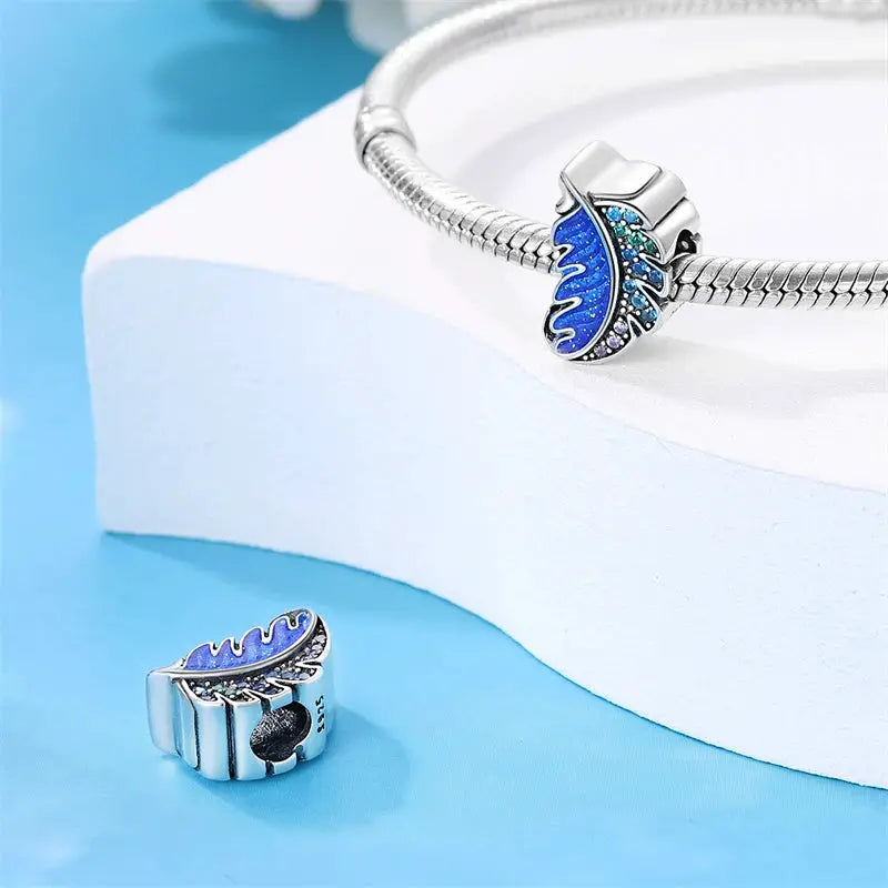 925 Sterling Silver Colorful Butterfly Dragonfly Feathers Charms Luminous Stars Pendants For Bracelets Fine DIY Jewelry