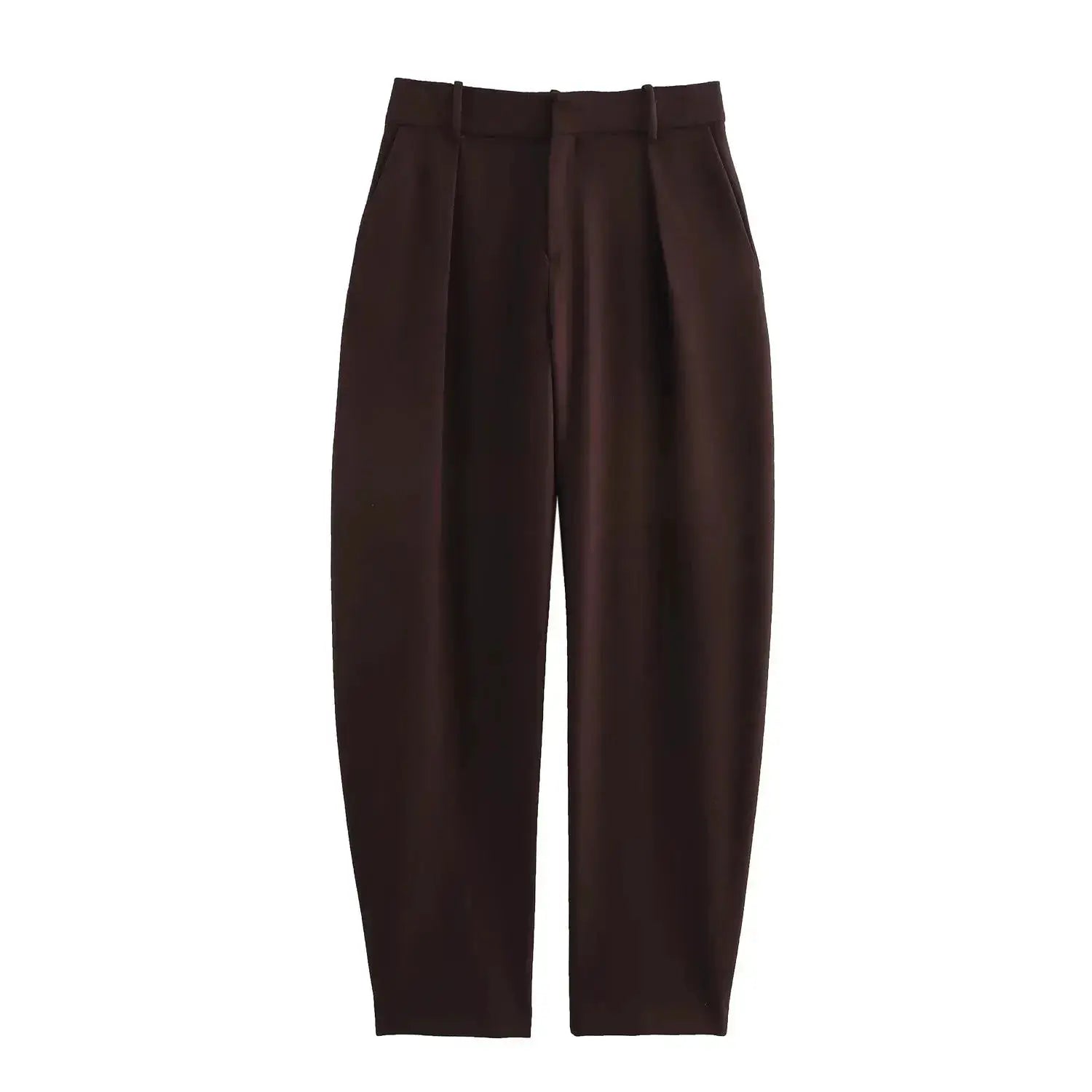 KONDALA women's brown straight-leg pants with pockets and belt loops