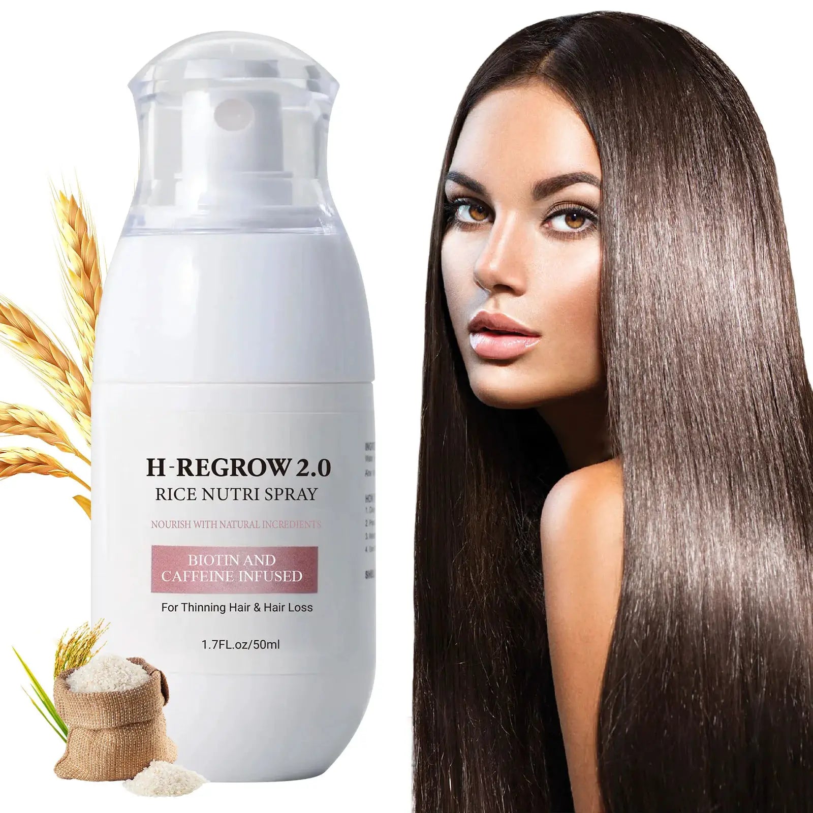 Rice Water Hair Spray For Thinning Hair Follicle Strengthening With Biotin And Caffeine Nourishing Hair Loss Prevention