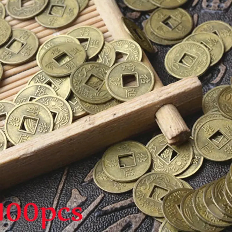 100 Pcs Antique Chinese I Ching Coins Feng Shui Charms For Health Wealth Prosperity