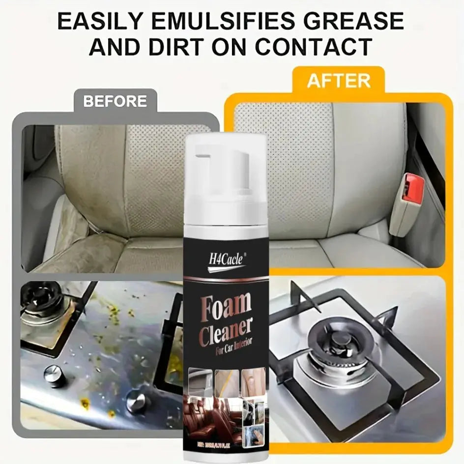 Foam Cleaner spray for car interior by Simples Market; removes stains from leather seats.