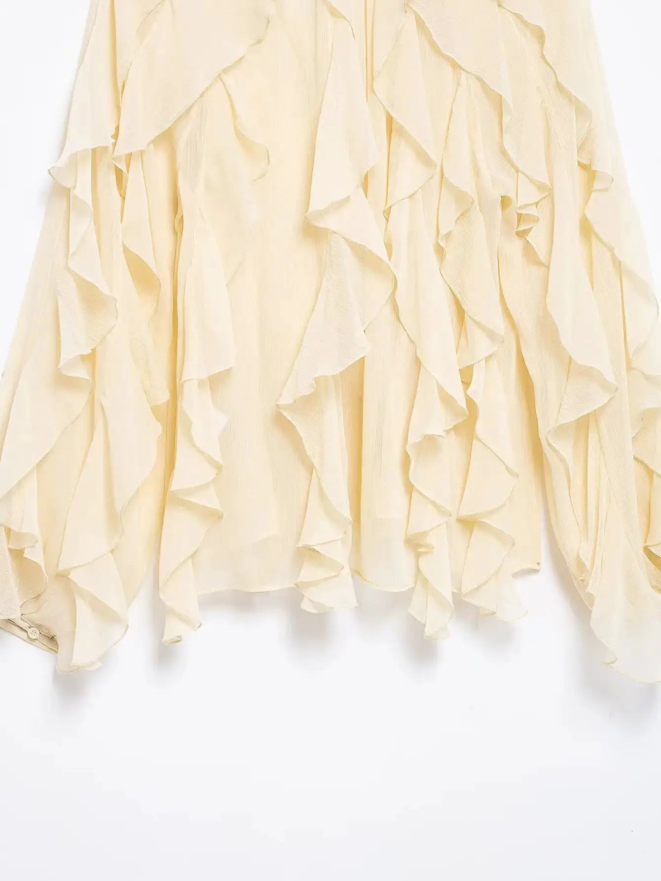Women's cream chiffon blouse with cascading ruffles by Simples Market