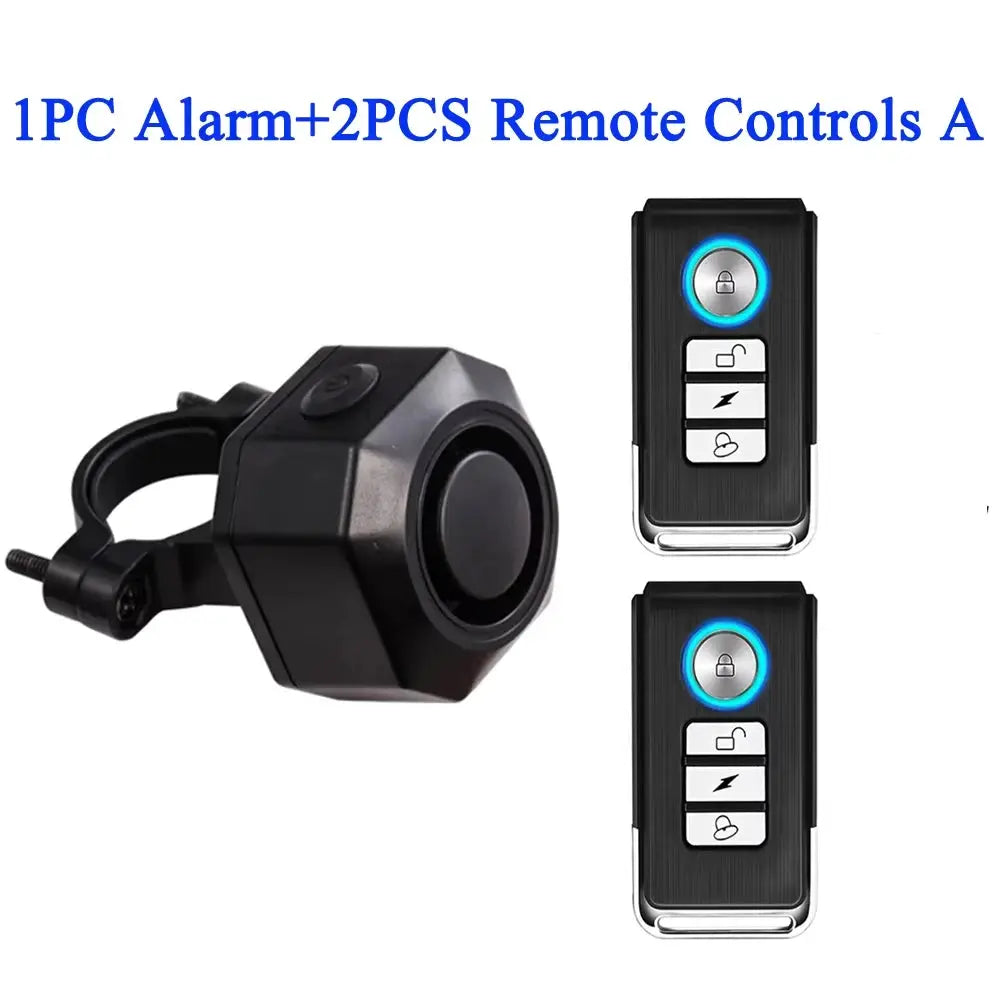 Hollarm wireless bike vibration alarm set with black alarm unit and 2 remote controls with blue LED rings