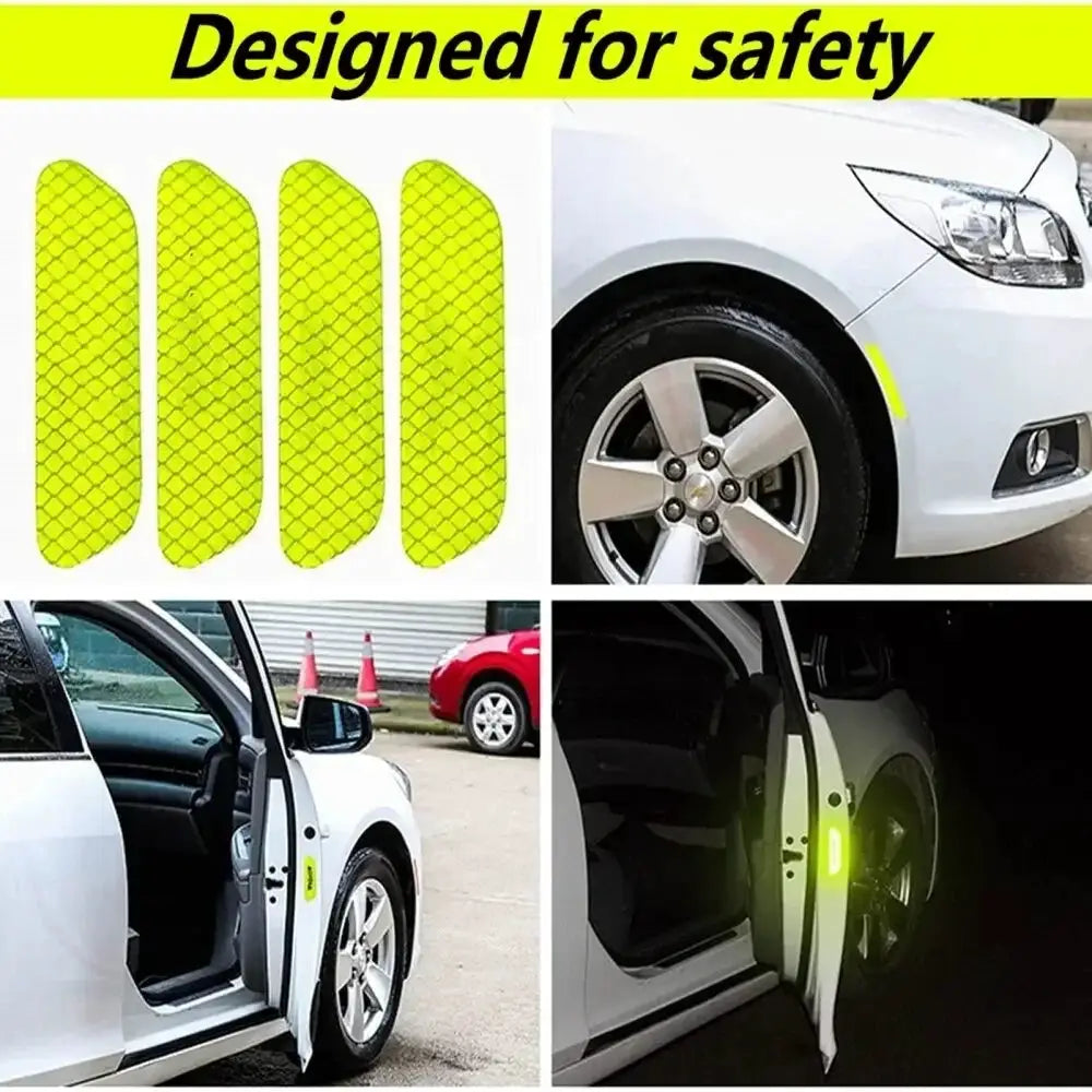 4 Pack Car Door Warning Reflector Stickers for Exterior and Interior Use Safety Opening Indicator Tape