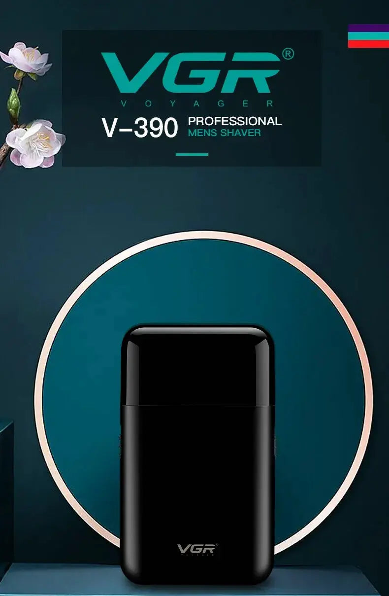 VGR V-390 professional electric shaver, black portable beard trimmer with USB charging