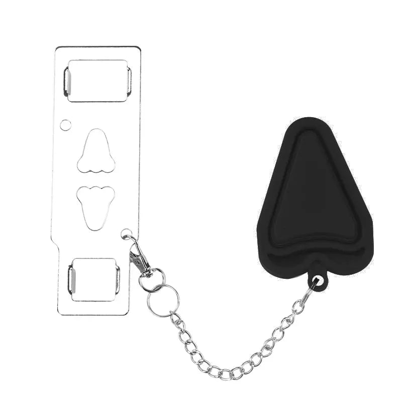 Simples Market Security Door Lock Latch with metal plate, chain, and black rubber triangle plug for travel safety