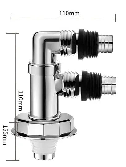 Washing machine floor drain joint by Simples Market, chrome-plated double-purpose pipe connector with hose adapter