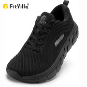 FitVille men's wide toe box running shoe, black, cushioned, extra-wide, non-slip, breathable