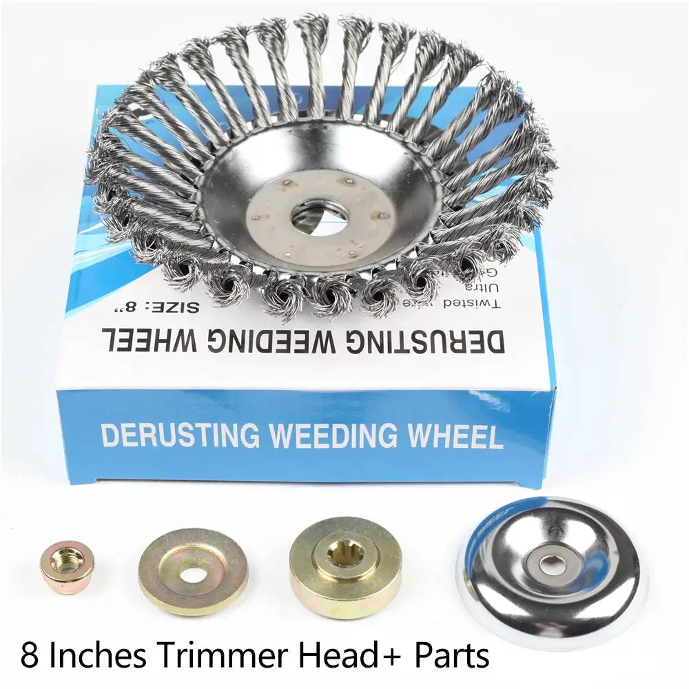 Universal 6 to 8 Inch Steel Wire Wheel Brush Cutter Head for Gas Trimmers Weed Trimmer Garden Lawn Mower Attachment