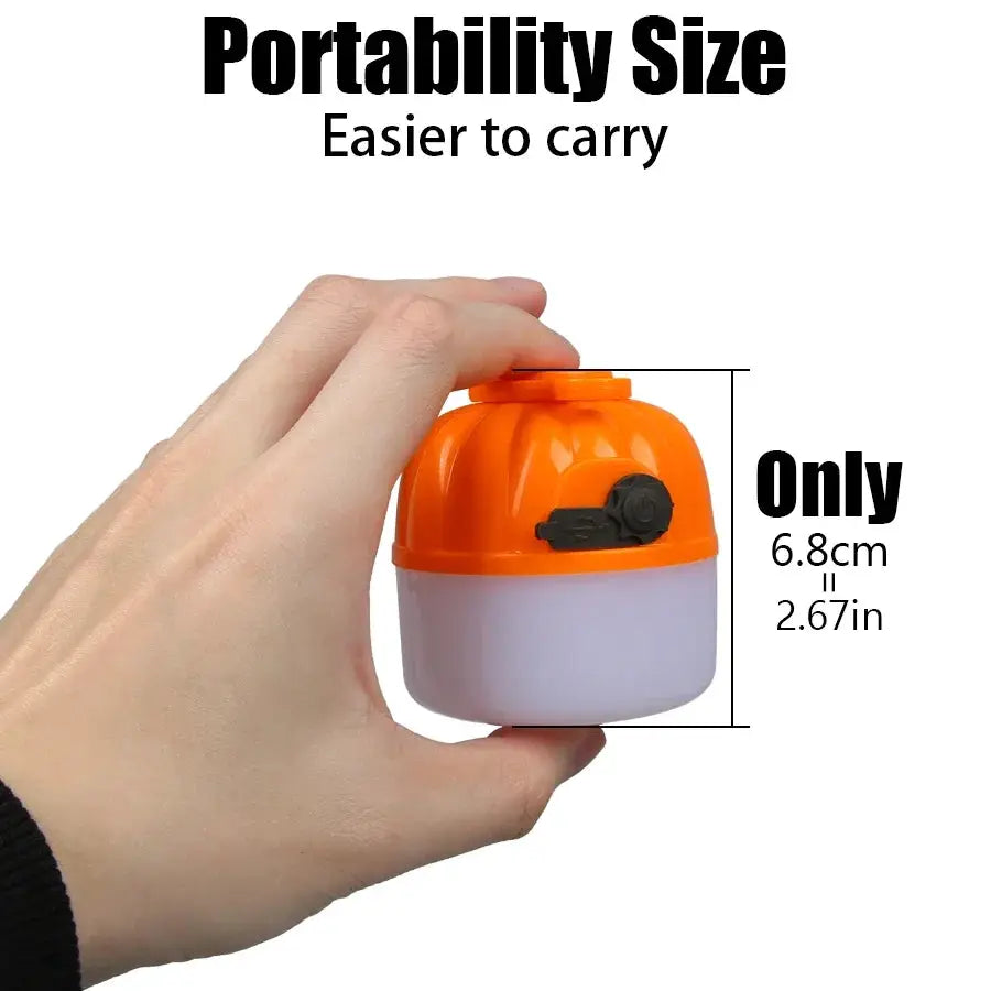 500W LED camping lantern by Simples Market, USB rechargeable portable orange lamp with power display