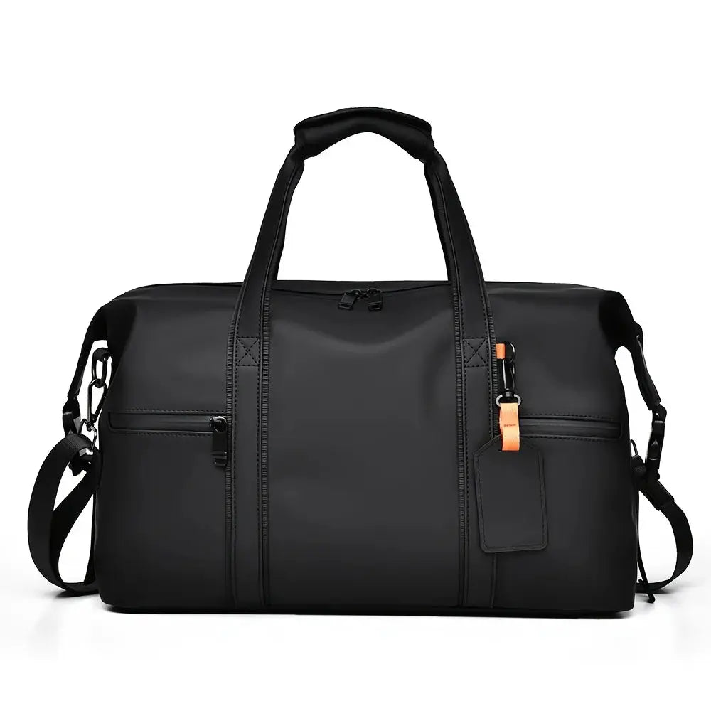 Large capacity travel duffel bag by Simples Market, black with top handles and detachable shoulder strap