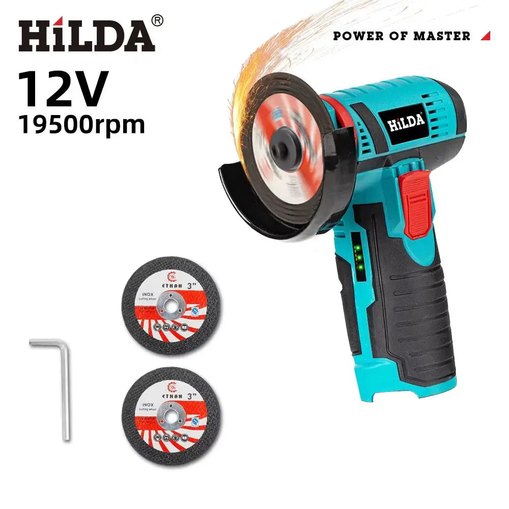 HiLDA 12V 3 Inch Lithium Electric Angle Grinder Portable Mini Handheld Cutting And Polishing Tool