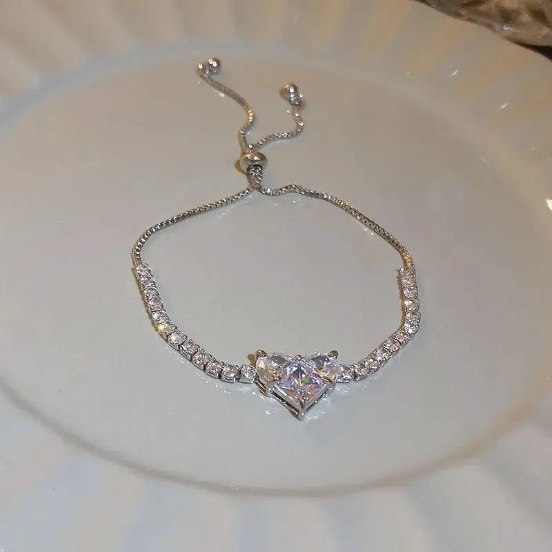 Wave Geometry Adjustable Bracelet Bangle Luxury Rhinestone Crystal Jewelry For Women Wedding Wristband Fashion