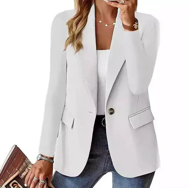LuxeWear Womens Oversized Blazer Jacket With Stretch Slim Fit And Single Button Closure For Work And Casual