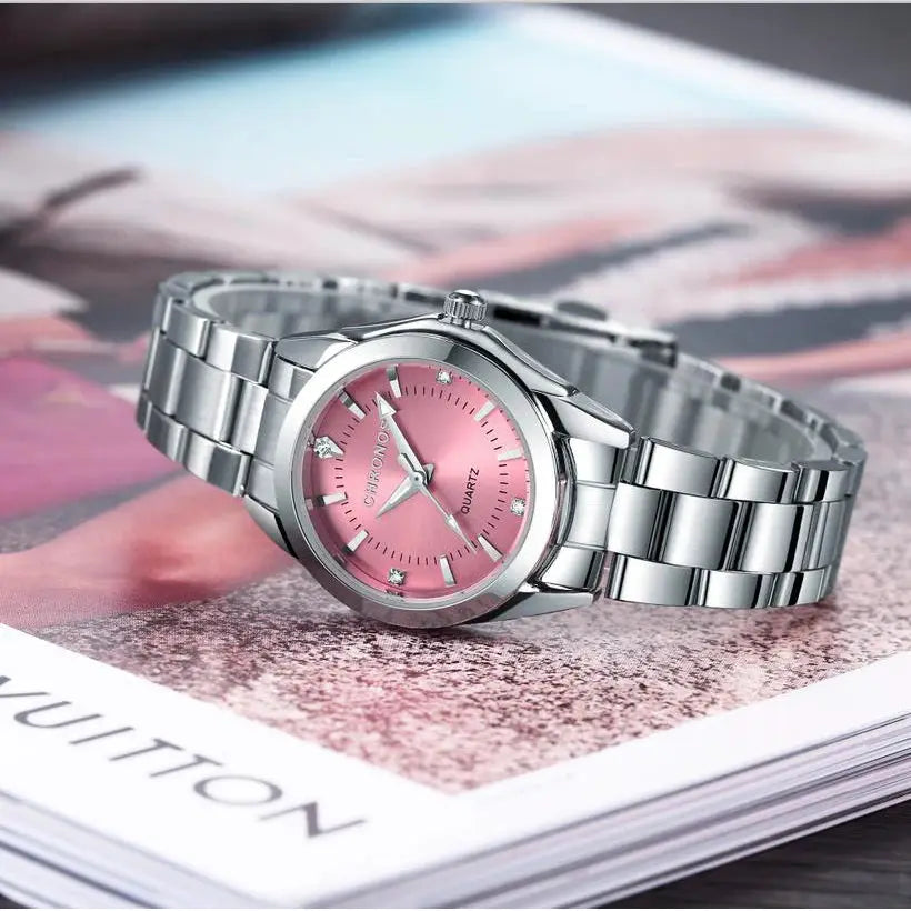 Chronos Elegant Women Watch Luxury Stainless Steel Wristwatch With Japanese Quartz Movement Gift For Her