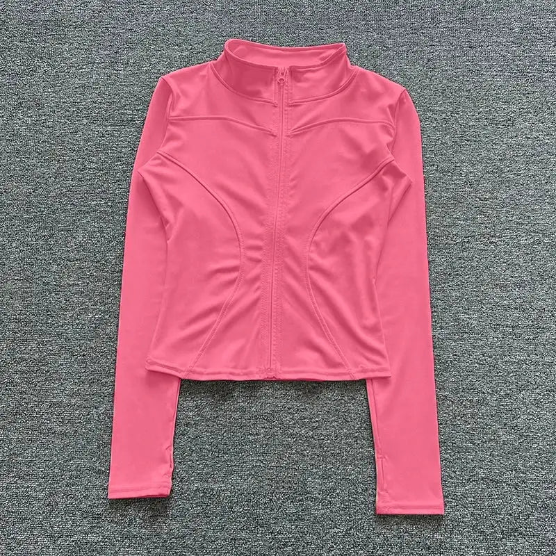 VitalWear Women Sport Jacket Long Sleeve Breathable Stretch Knit Fabric For Workouts Gym Yoga Training