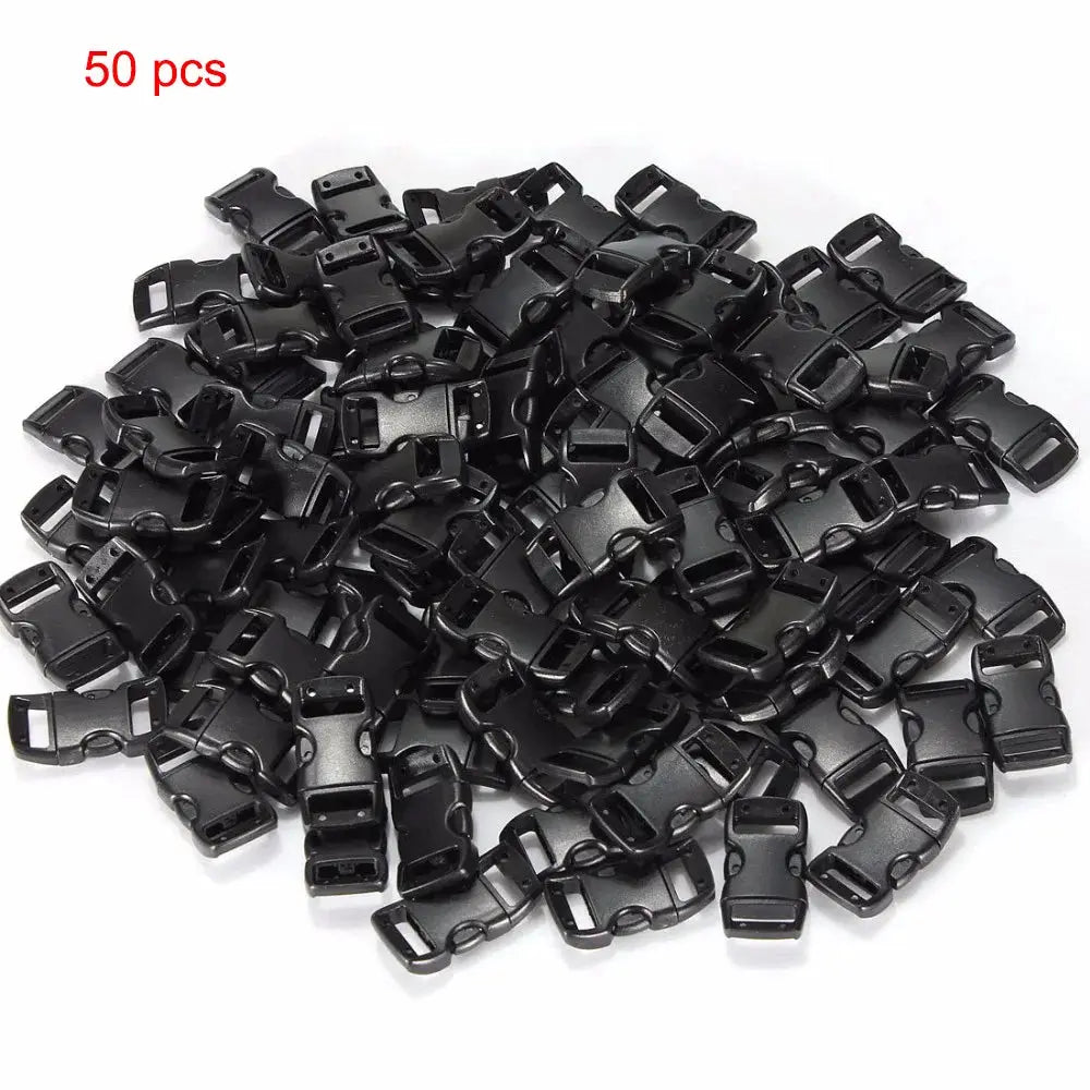 50 pcs black plastic side-release buckles, 10mm (3/8 in) for DIY paracord bracelet projects