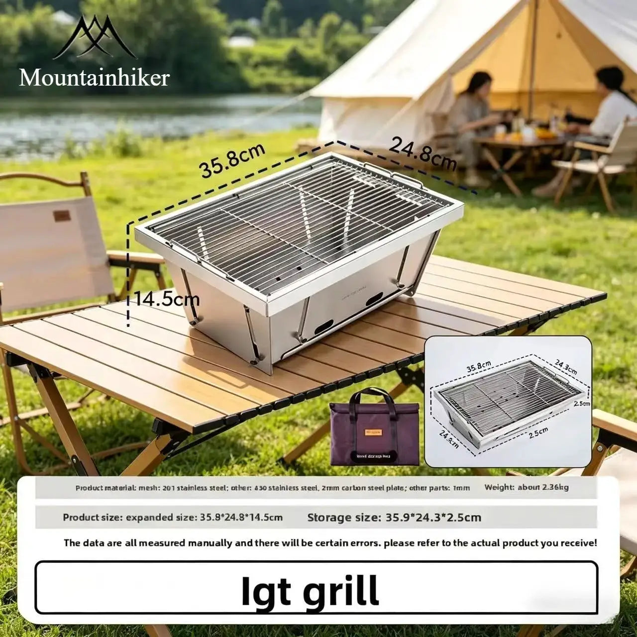 Mountainhiker portable stainless steel outdoor grill table stove for camping