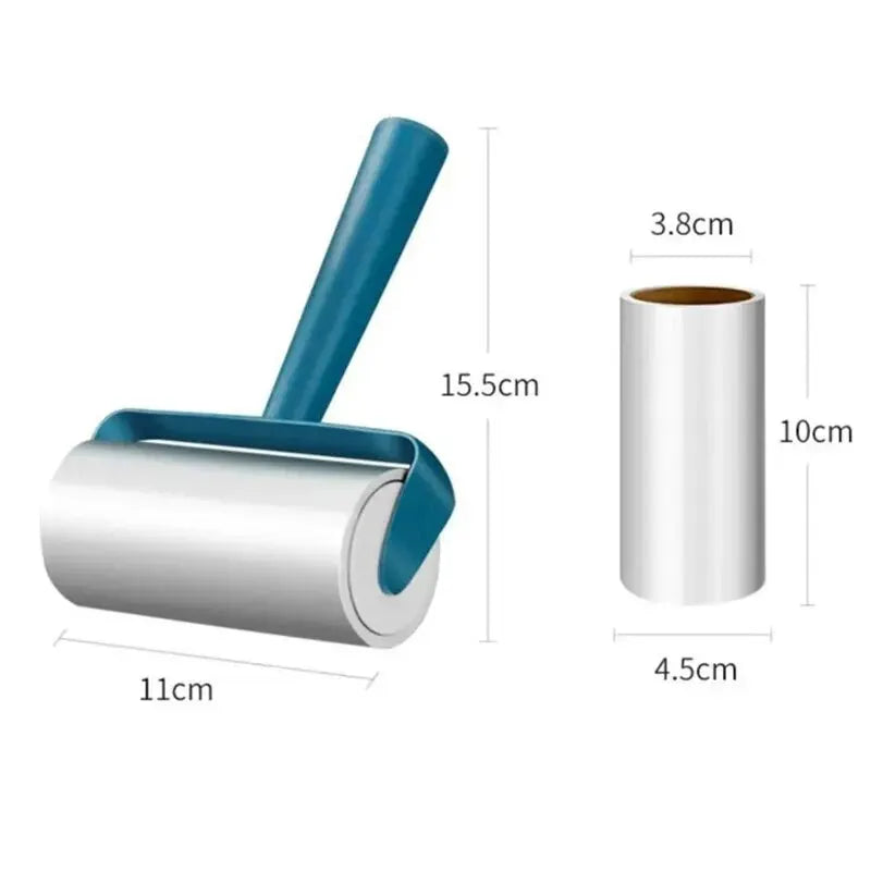 Simples Market lint roller with blue handle; 2-piece set includes replacement adhesive roll