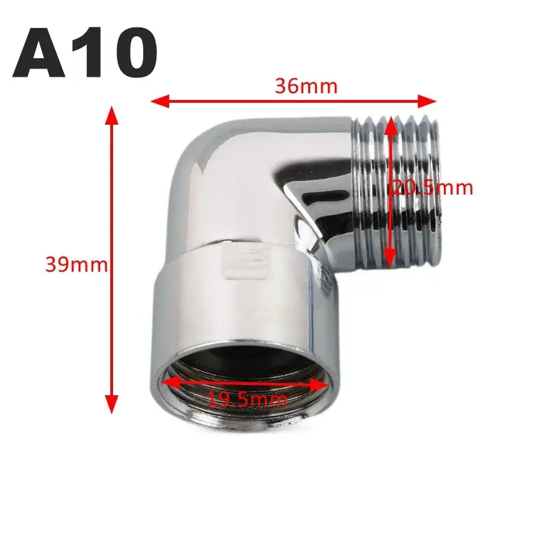Simples Market 3-Way brass shower arm adapter, chrome finish, G1/2 to G3/4 diverter for handheld or fixed shower head