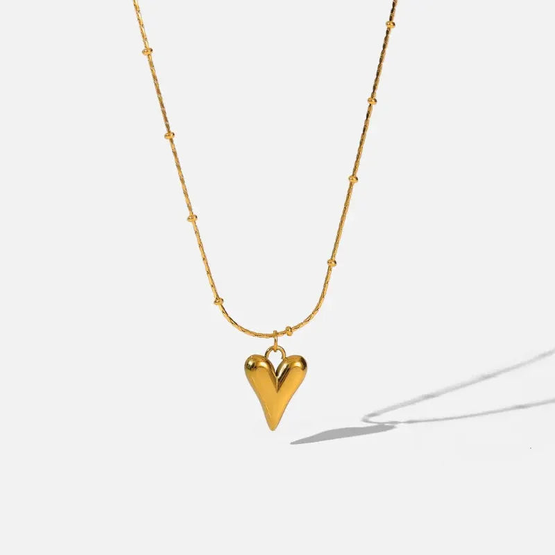 EILIECK 316L Stainless Steel Heart Pendant Necklace For Women Waterproof Choker Jewelry Gifts Girls