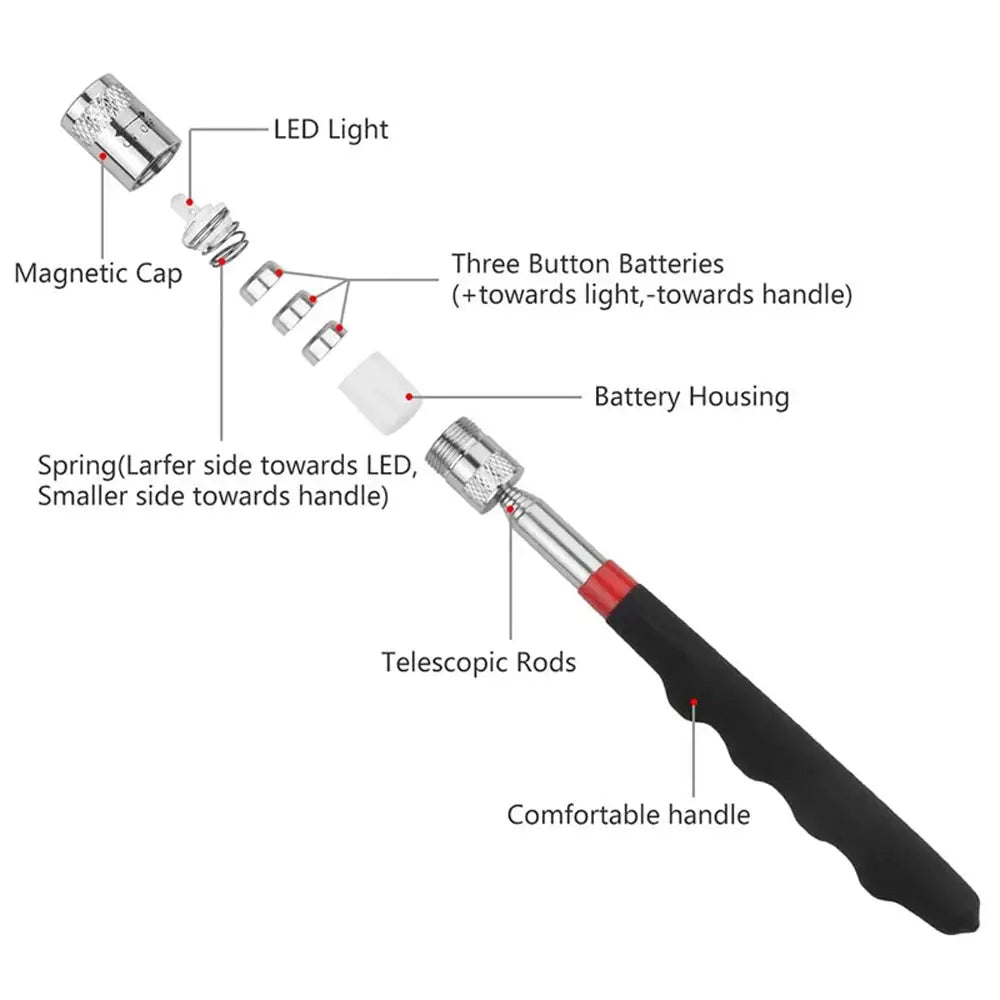 Extendable Magnetic Pickup Tool Telescopic Rod Mini Portable Magnet Pen For Picking Up Screws Nuts Bolts