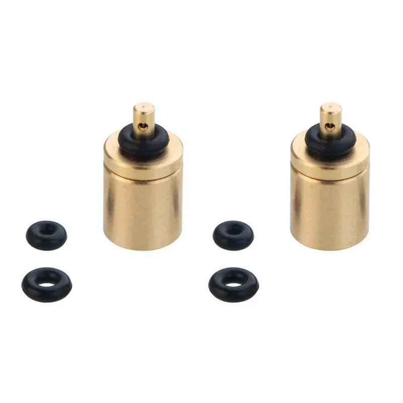 2 brass gas tank adapters with four black O-rings for butane canister refills
