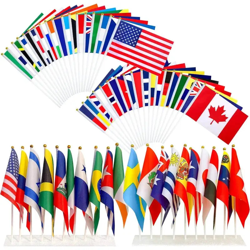 Flags of 32 Countries Mini Hand Held Set for International Sports