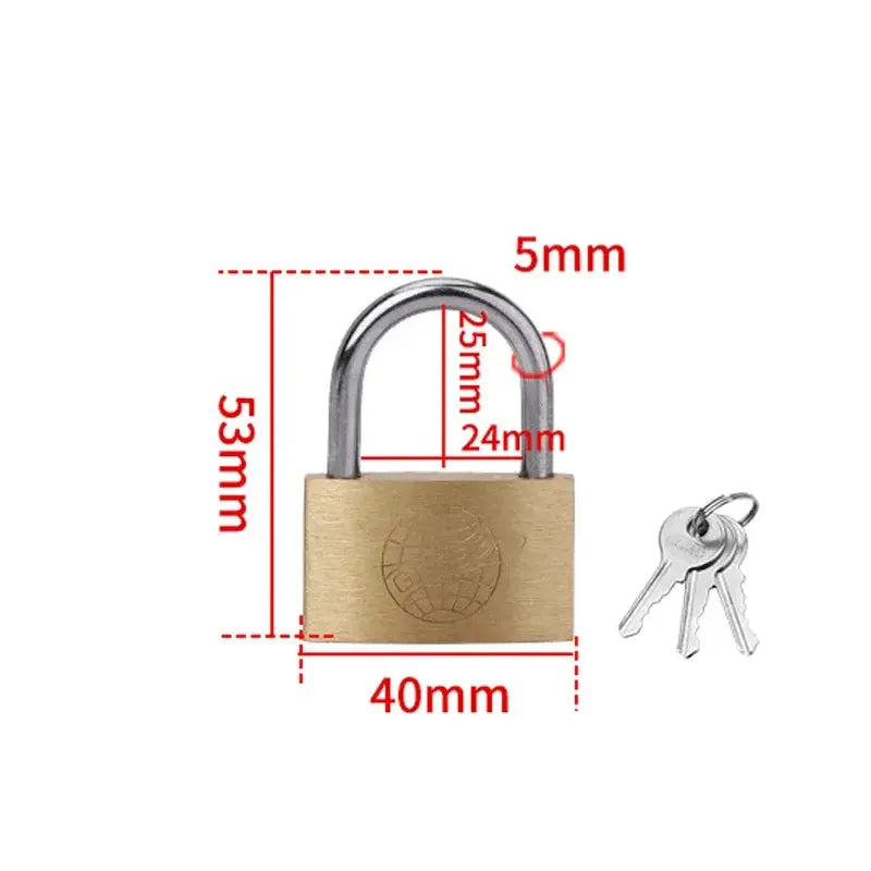 Simples Market copper padlock for luggage, 40mm body with 3 keys