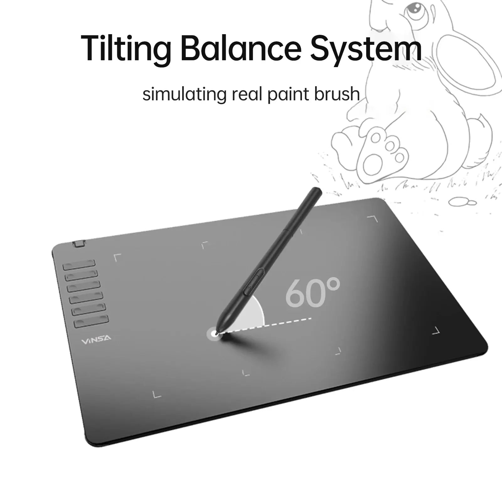 VINSA T1161 graphics drawing tablet by Simples Market, ultra-thin gray with battery-free stylus