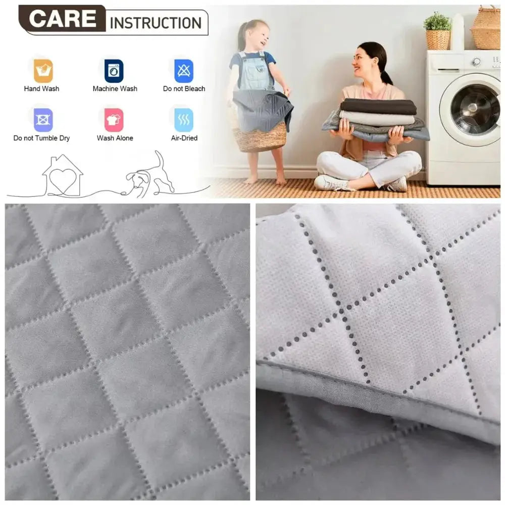 Solid grey quilted recliner sofa cover by Simples Market; anti-slip, pet-friendly armchair slipcover