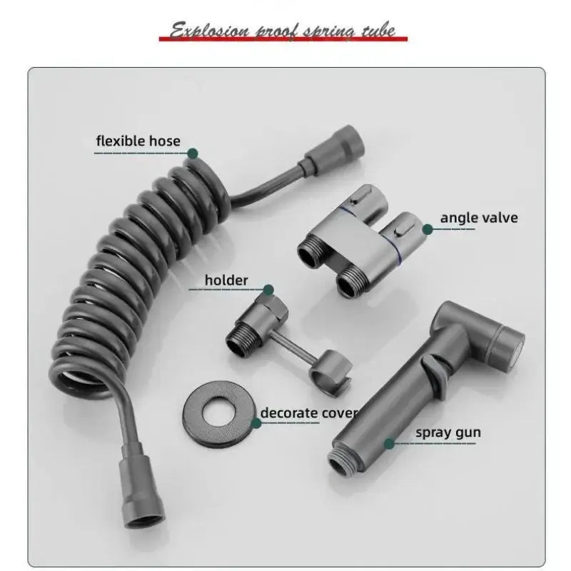 Toilet bidet sprayer set by Simples Market with spray gun, coiled hose, holder, and angle valve