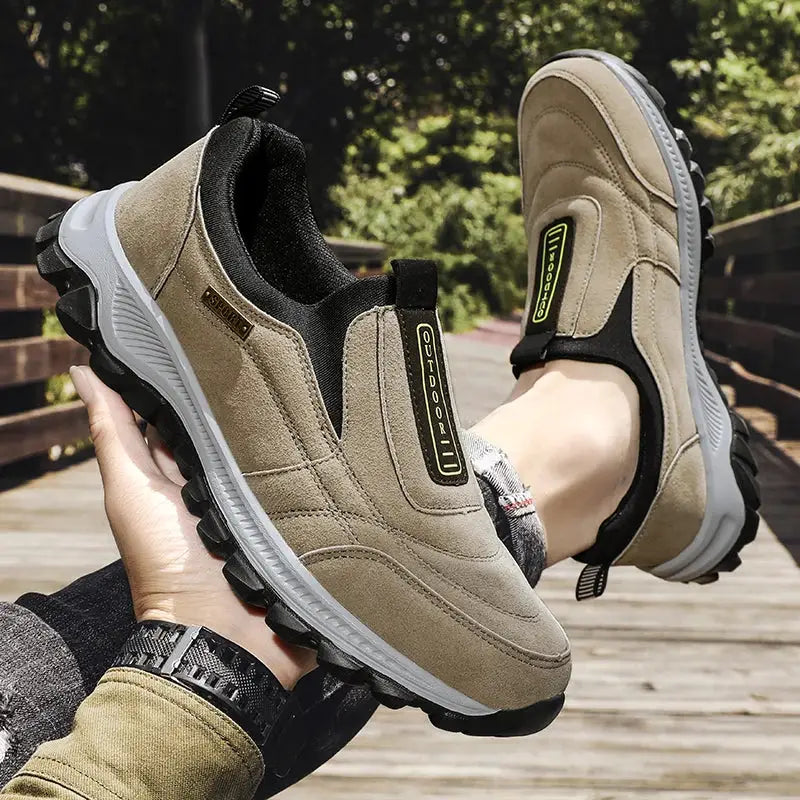 TrailStride Mens Non Slip Casual Sports Shoes with Breathable Hemp Upper and Wear Resistant Outdoor Walking Shoes