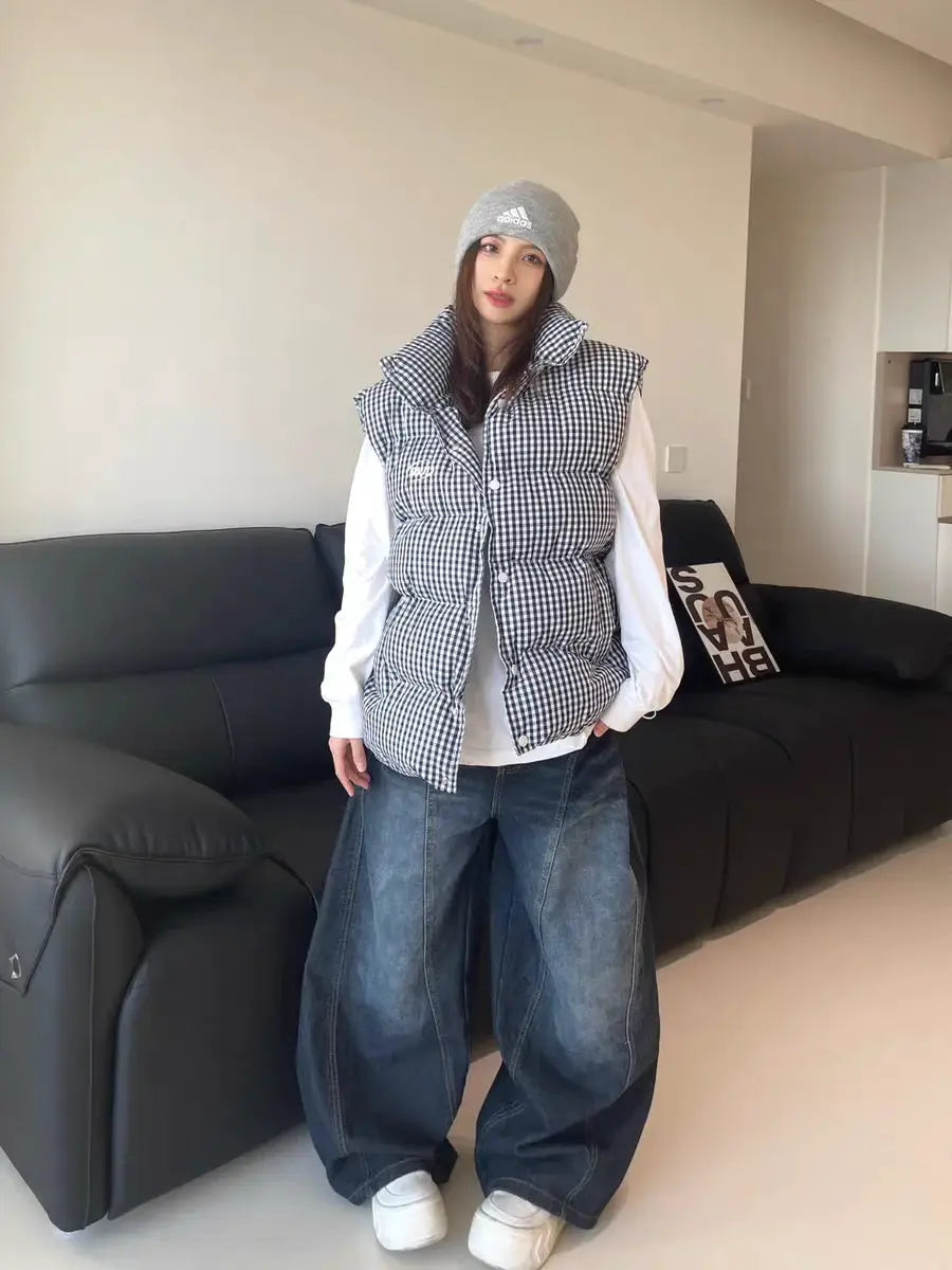 Y2K Baggy Cargo Jeans For Women Blue Washed Wide Leg Trousers