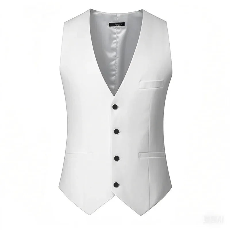 M 7XL Spring Summer Mens Suit Vest Sleeveless Adjustable Waist Single Breasted Solid Color Business Vest For Wedding