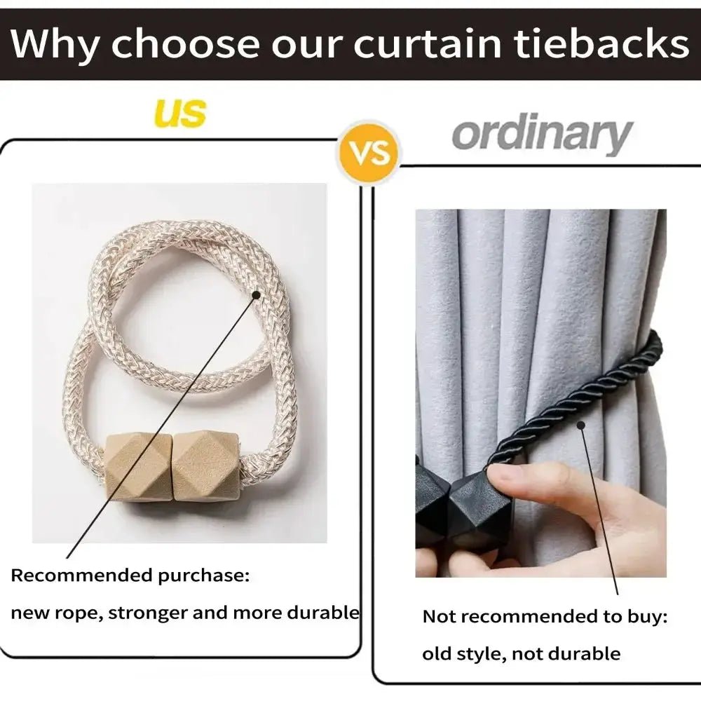 4 Pcs Curtain Tiebacks With Strong Magnets Thick Rope Design For Bedroom Living Room Kitchen Durable Plastic Home Decor - Simples Market