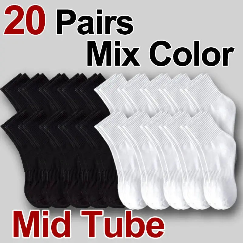 Neutral Solid Color Crew Socks Pack 5 10 20 Pairs Breathable Sweat Absorbing All Season Polyester Elastane Blend