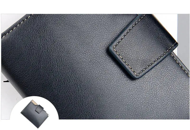 Baellerry short luxury men's black leather wallets with zipper coin pocket and card holder, two shown