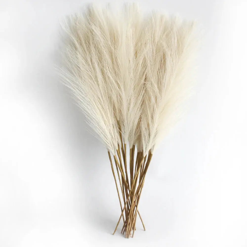 6pcs artificial pampas grass stems in ivory beige for DIY floral arrangements and home decor