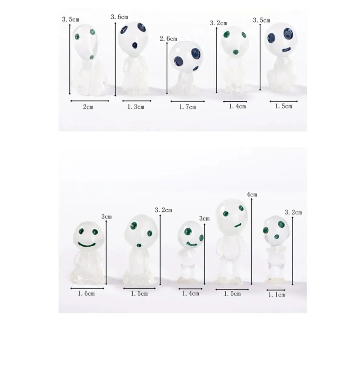 10pc glow-in-the-dark princess miniatures for garden decor, Simples Market white translucent figures in assorted sizes