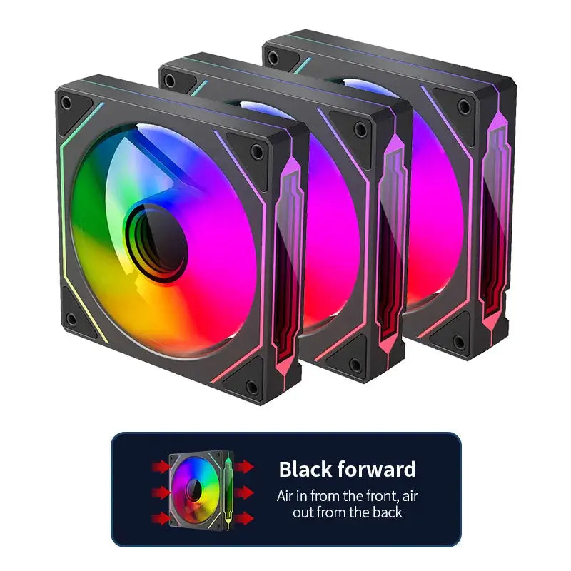 TEUCER LJ-4Pro ARGB 120mm case fan, 3-pack, rainbow RGB, 4-pin PWM