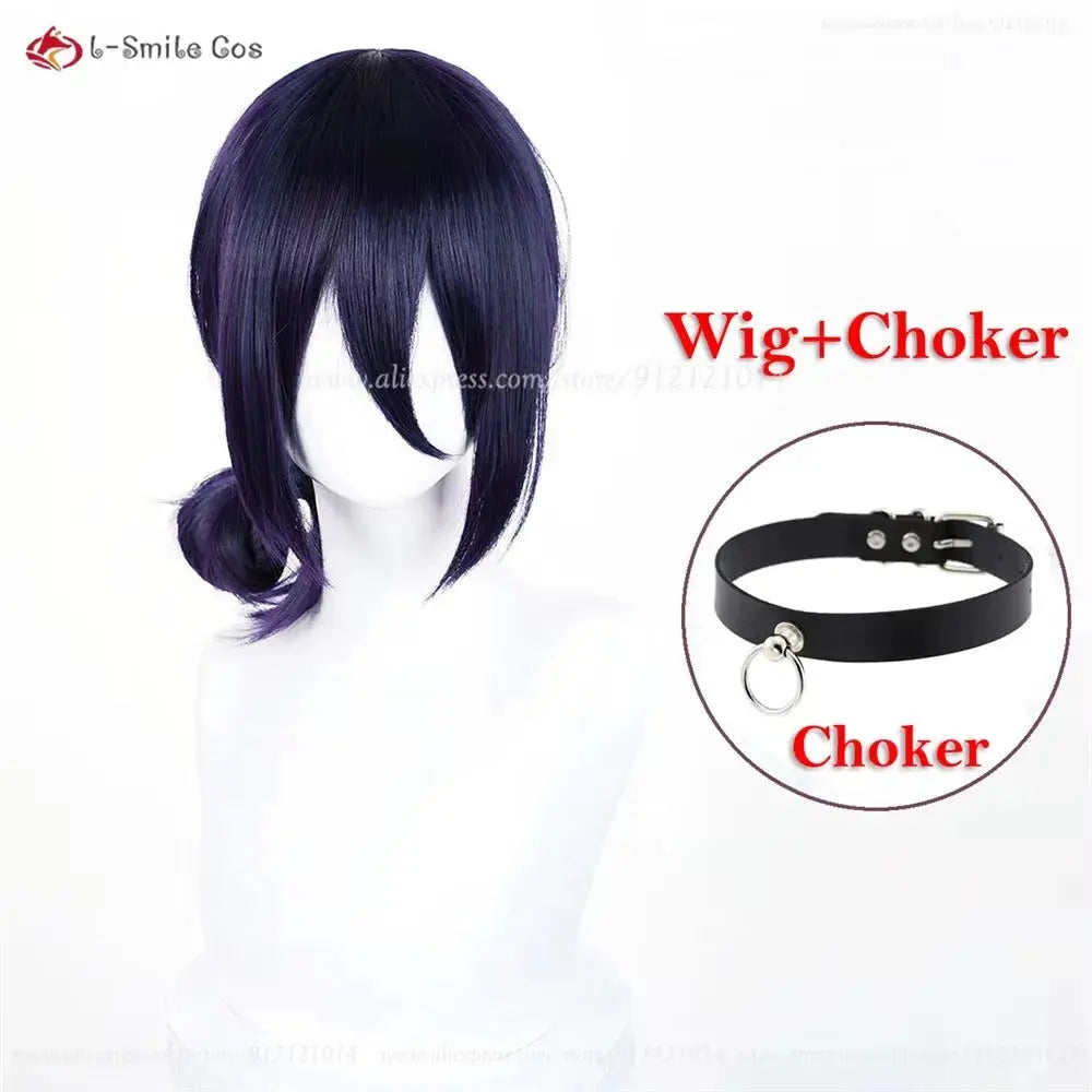 Anime Rezee cosplay wig and choker set by Simples Market, 45cm purple heat-resistant synthetic hair