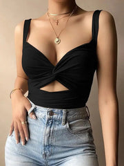 NovaVibe Sleeveless Short Crop Top Backless Tank For Women Stretch Knit Summer Clubwear