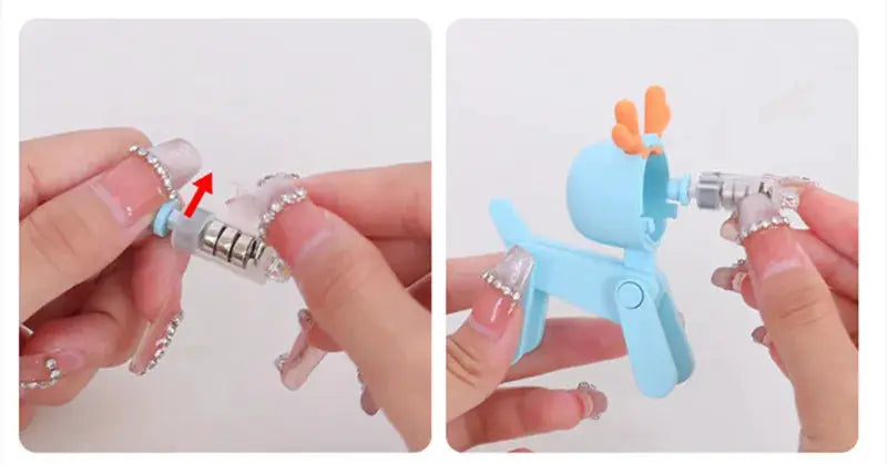 Mini LED night light folding desk lamp in blue cartoon animal shape, adjustable for kids' bedside decor
