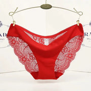 Simples Market red lace low-rise panties with floral lace sides