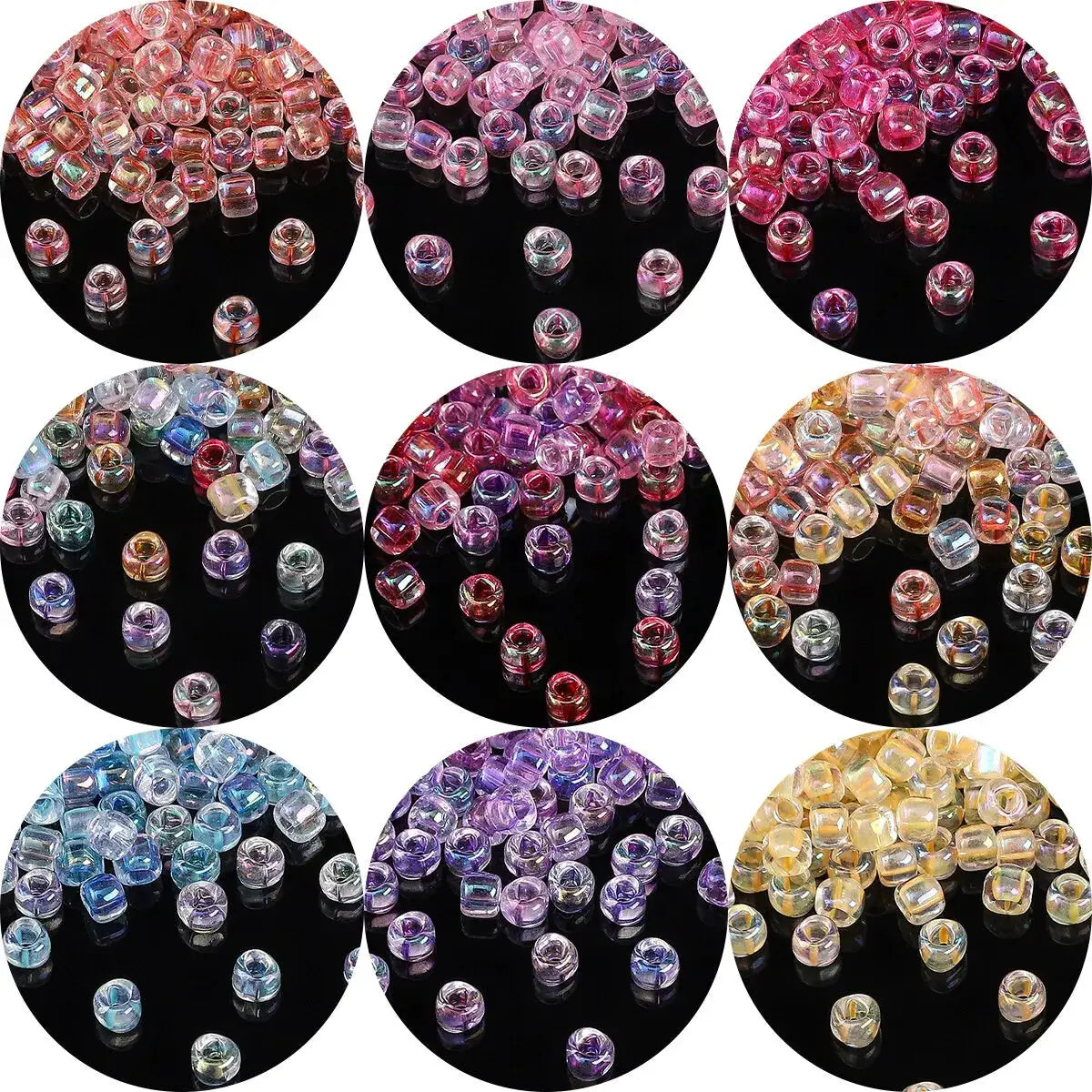 4mm triangle glass seed beads, 840 pieces, iridescent rainbow finish for DIY jewelry
