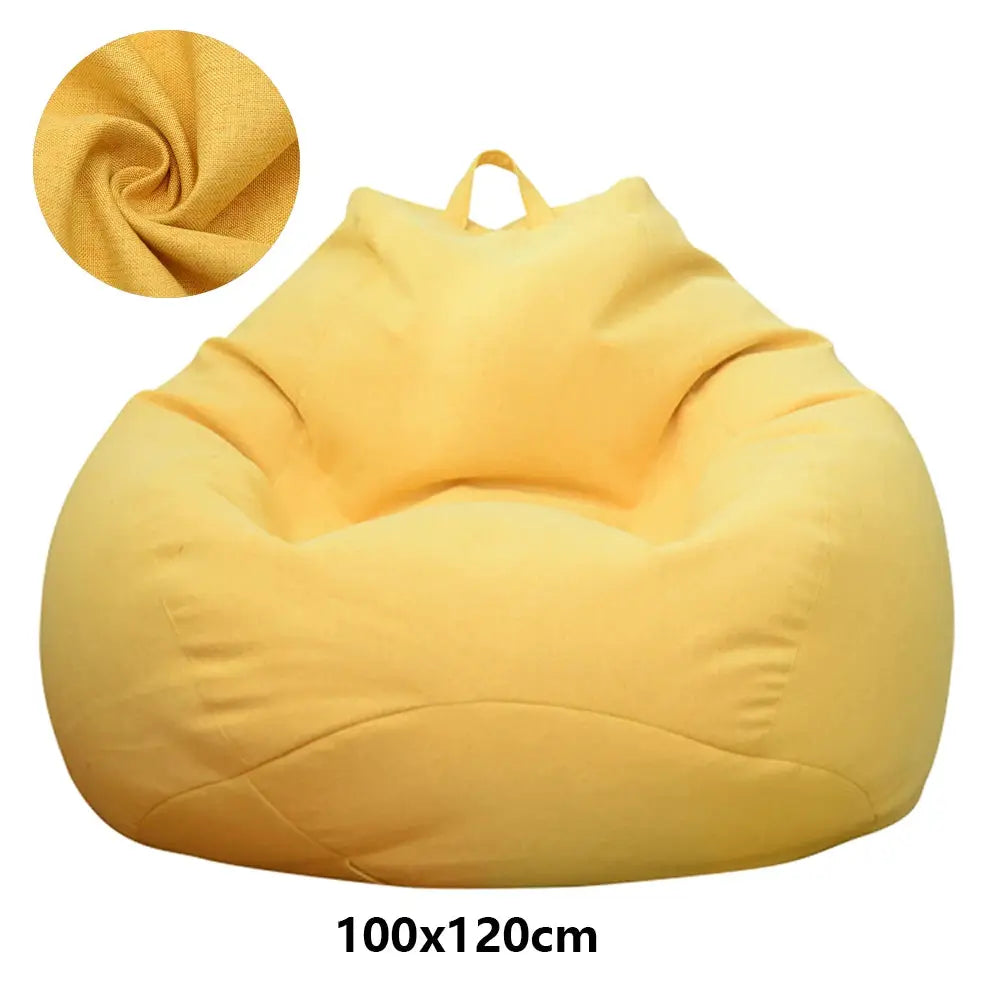 Yellow bean bag cover, large 100x120cm, for lazy sofa seating, filler not included
