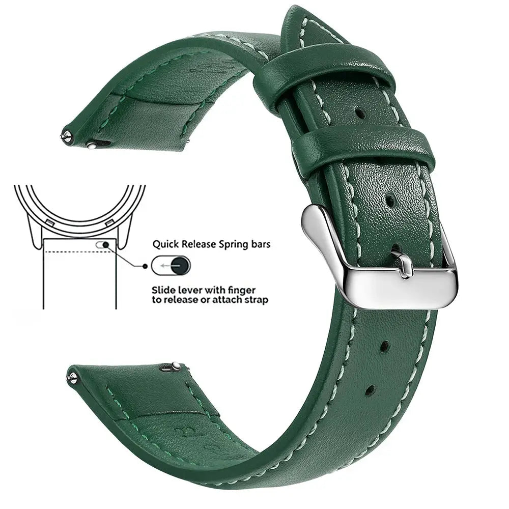 Timely Top Grain Genuine Leather Watch Band Quick Release For Easy Swaps Fits 12 To 24 Mm
